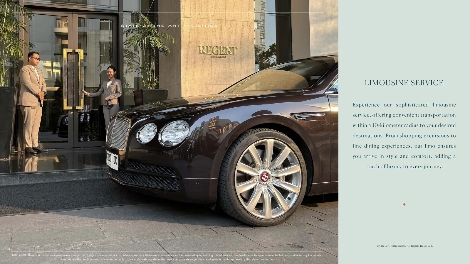Regent Residences Jakarta Bentley limousine service — complimentary 10 km radius transportation